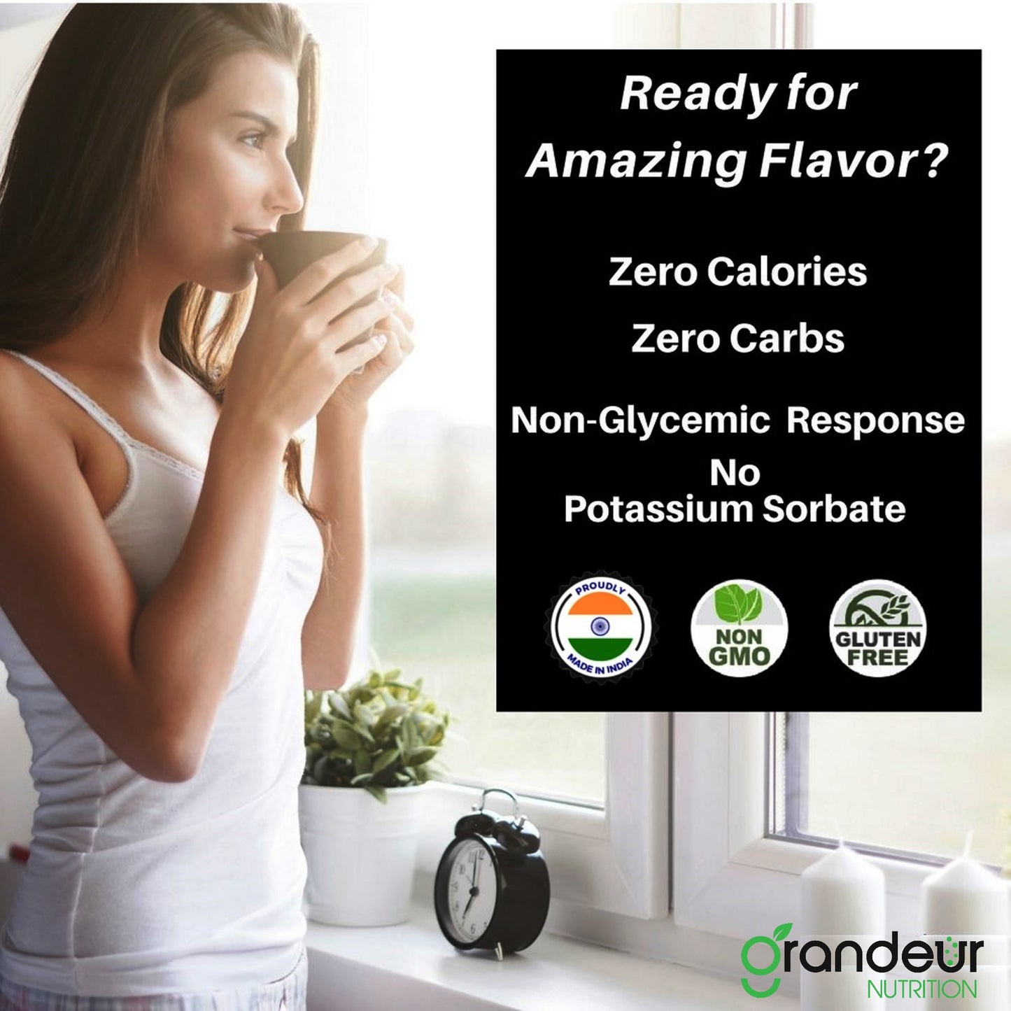 Grandeur Zero Colorie Sugar Free Stevia Drops, No Maltodextrin No Dextrose, For Keto Diet & Weight Watchers, Sugar Substitute - 20ml ( 400 servings)