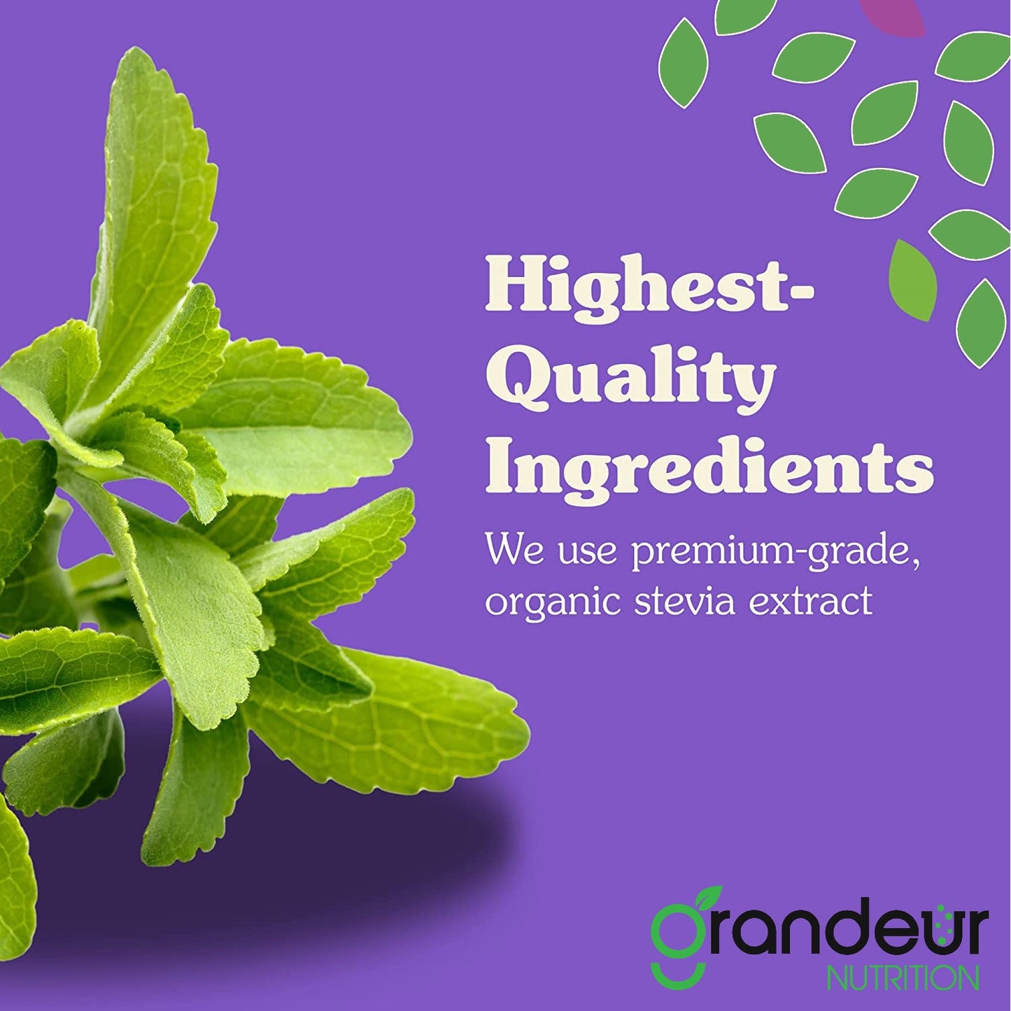 Grandeur Zero Colorie Sugar Free Stevia Drops, No Maltodextrin No Dextrose, For Keto Diet & Weight Watchers, Sugar Substitute - 20ml ( 400 servings)
