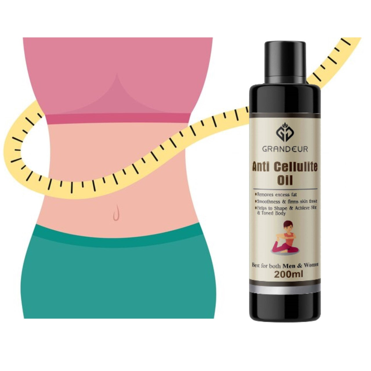 Grandeur Anti Cellulite & Skin Toning Fat Burning Oil & Slimming For Stomach, Hips, Thighs, Body- 200ml