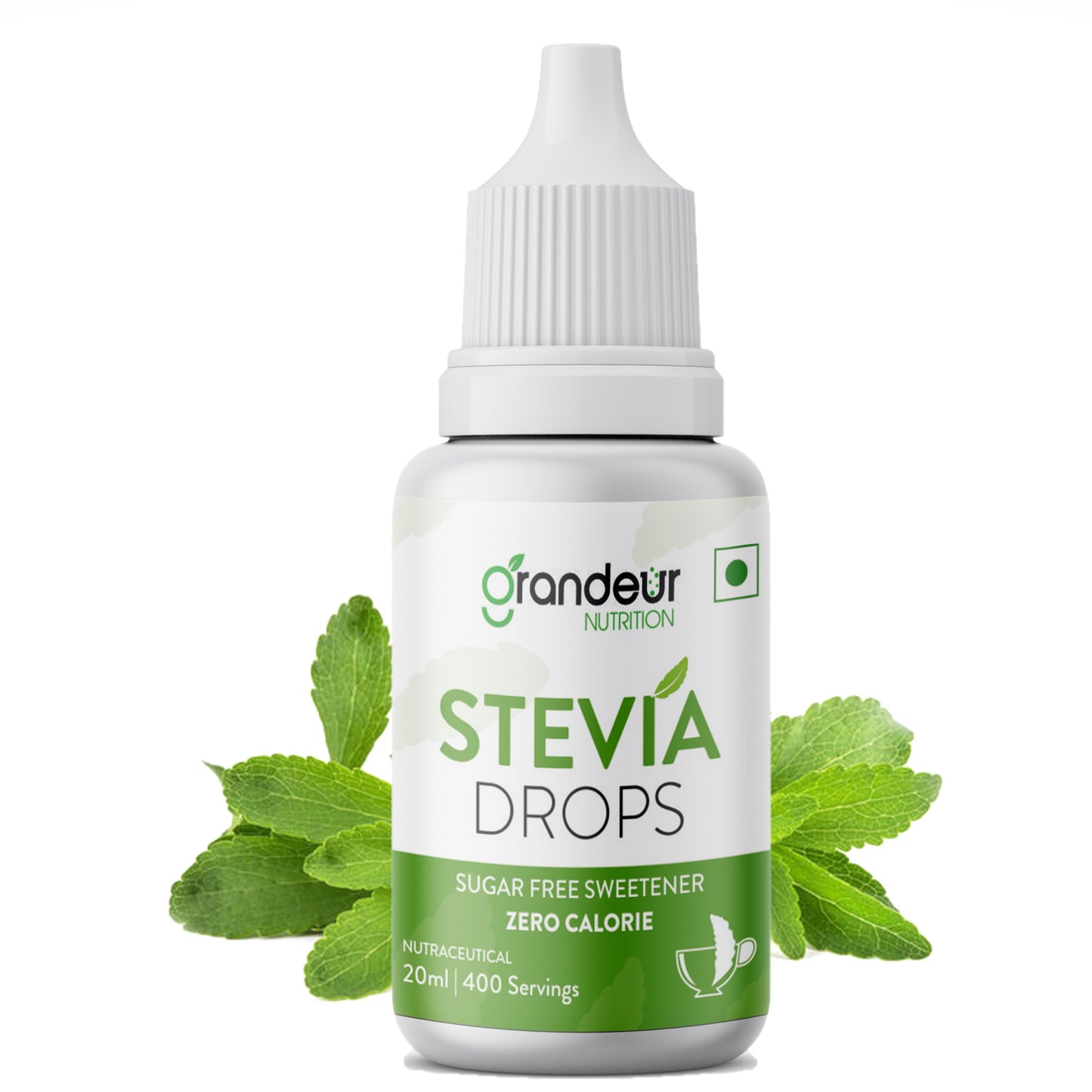 Grandeur Zero Colorie Sugar Free Stevia Drops, No Maltodextrin No Dextrose, For Keto Diet & Weight Watchers, Sugar Substitute - 20ml ( 400 servings)