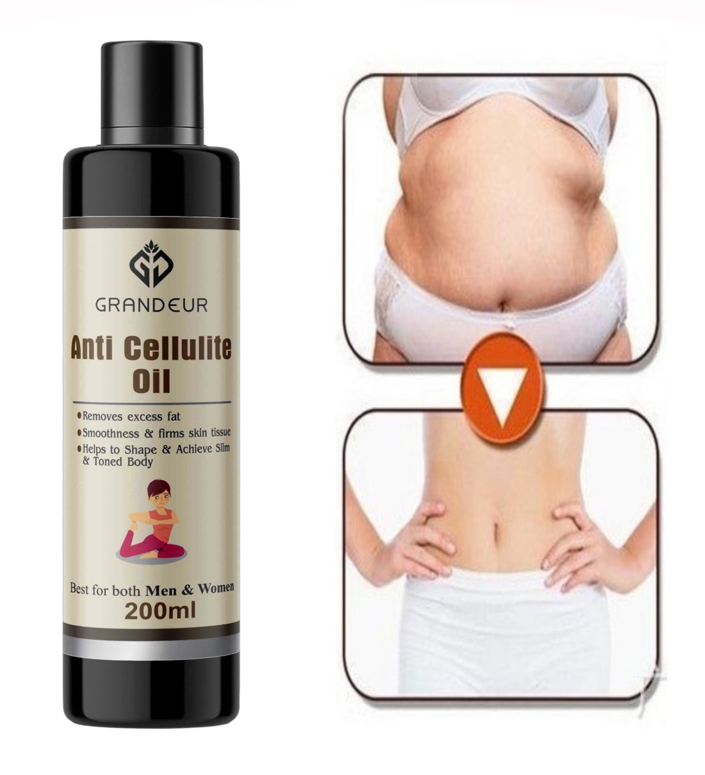 Grandeur Anti Cellulite & Skin Toning Fat Burning Oil & Slimming For Stomach, Hips, Thighs, Body- 200ml