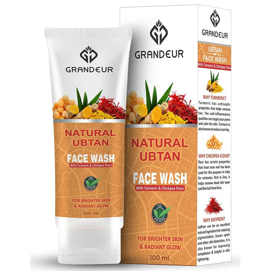 Grandeur Natural Ubtan Face Wash With Turmeric, Chickpea Flour & Saffron For All Skin Types  ( 100 ML )