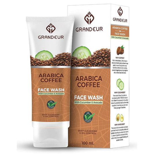 Grandeur Coffee Face Wash With Coffee, Cucumber & Avocado For Deep Cleansing & Oil Control ( 100 ML )