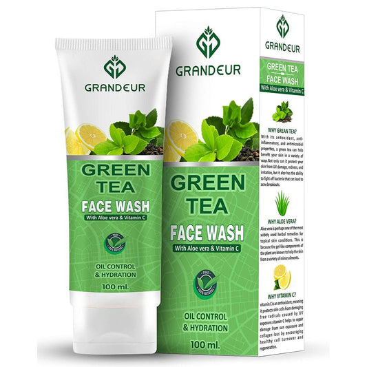 Grandeur Green Tea Face Wash With Aloe Vera & Vitamin C For Oil Control ( 100 ML )