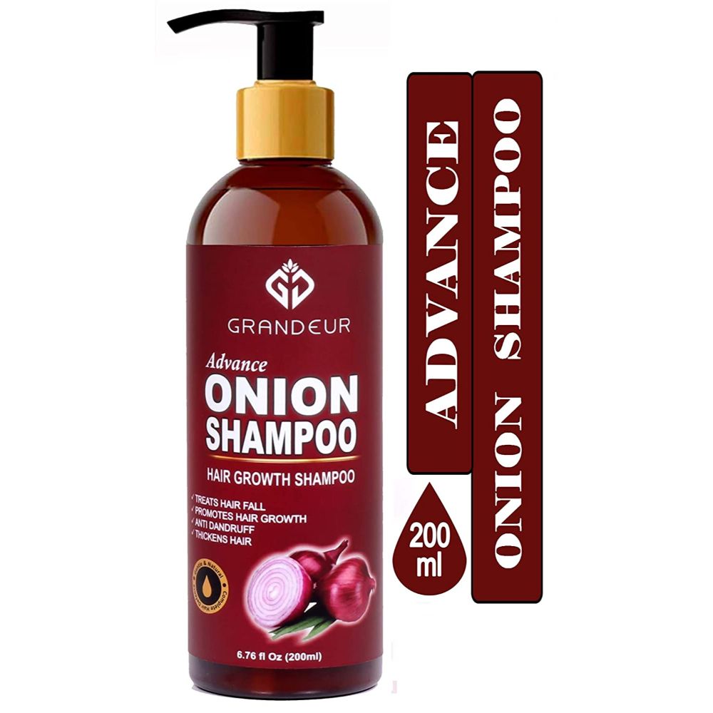 Grandeur Advance Red Onion Shampoo For Hair Growth & Hair Fall Control With Onion Oil, Amla With 15 Natural Herbs ( 200 ML )