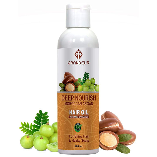 Grandeur Deep Nourish Moroccan Argan Hair Oil For Shiny Hair ( Amla ,Vitamin E & Redensyl - 200 ML )