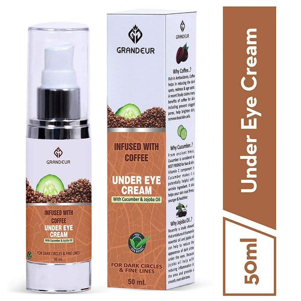 Grandeur Under Eye Cream | Anti Ageing Cream Infused With Coffee, Cucumber & Jojoba Oil For Dark Circles, Wrinkles & Fine Lines ( 50 ML )