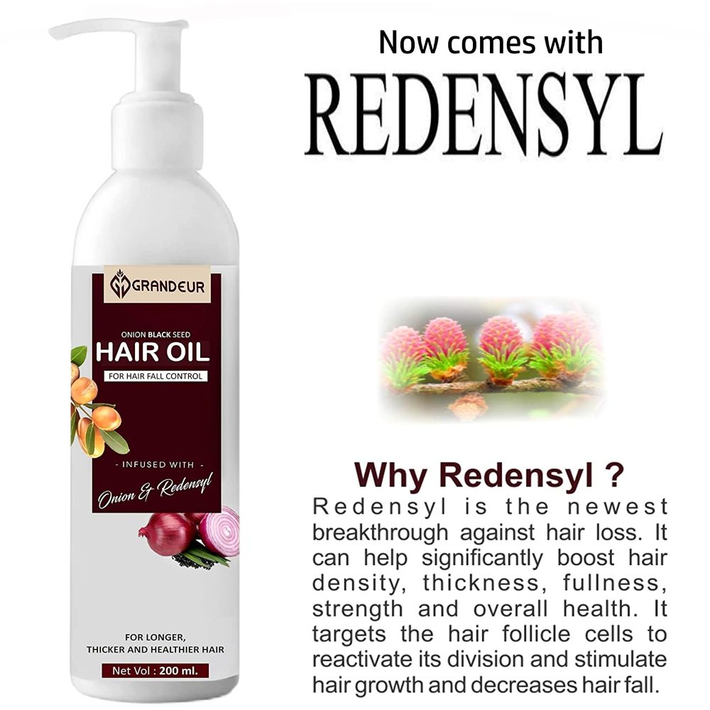 Grandeur Onion Hair Oil With Redensyl 200 ML & Onion Shampoo For Hair Growth With Plant Keratin 300 ML | Hair Fall Control Combo