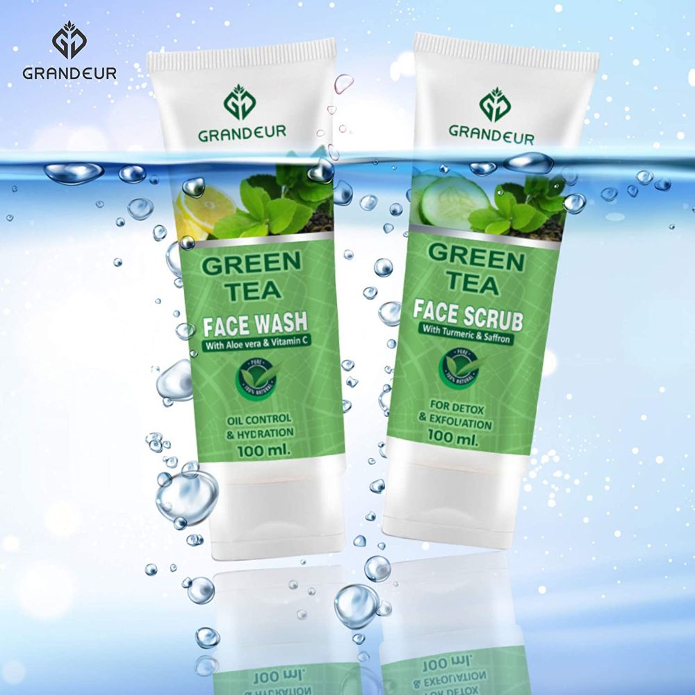 Grandeur Detox Green Tea Face Scrub With Cucumber & Neem For Exfoliation & Radiant Skin ( 100 GM )