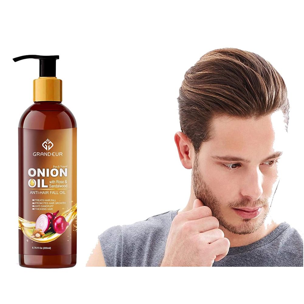 Grandeur Hair Problems Fighter Onion Hair Oil For Hair Growth & Hair Fall Control With Red Onion Extract ( Argan Oil, Bhringraj - 200 ML )