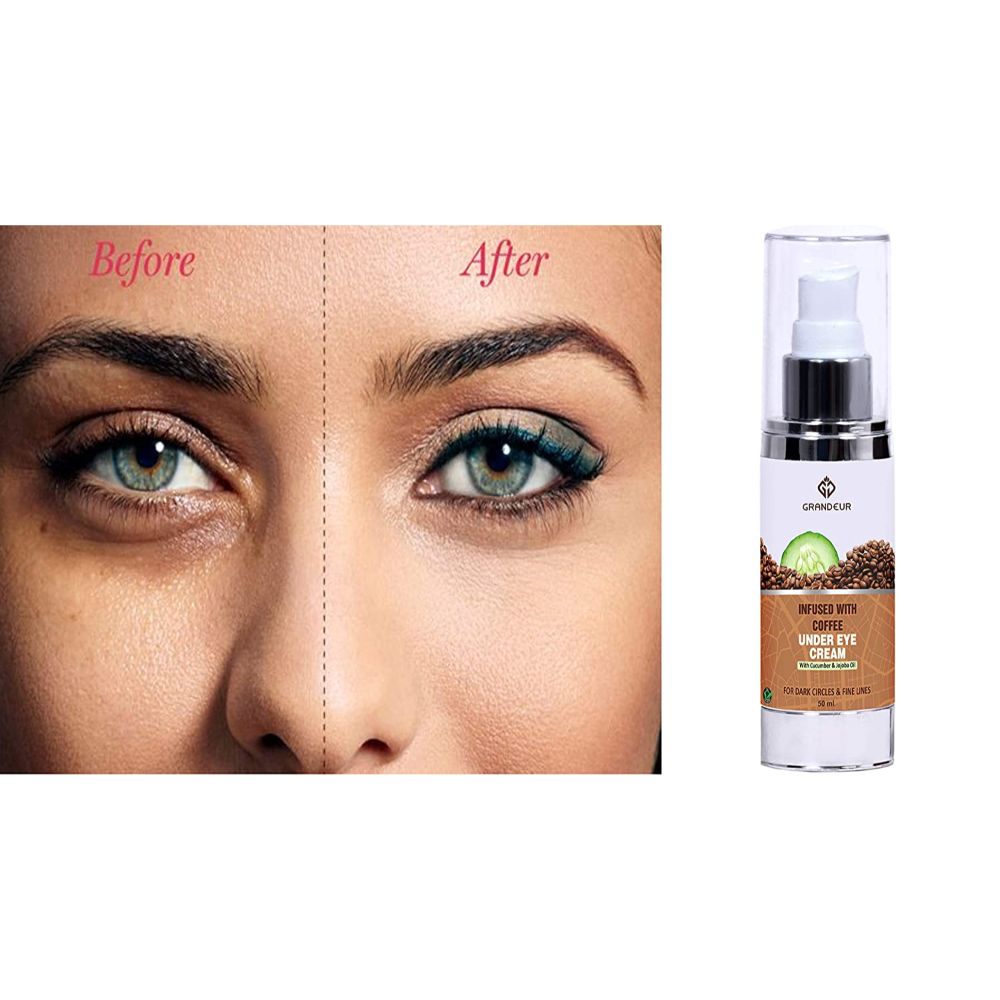 Grandeur Under Eye Cream | Anti Ageing Cream Infused With Coffee, Cucumber & Jojoba Oil For Dark Circles, Wrinkles & Fine Lines ( 50 ML )