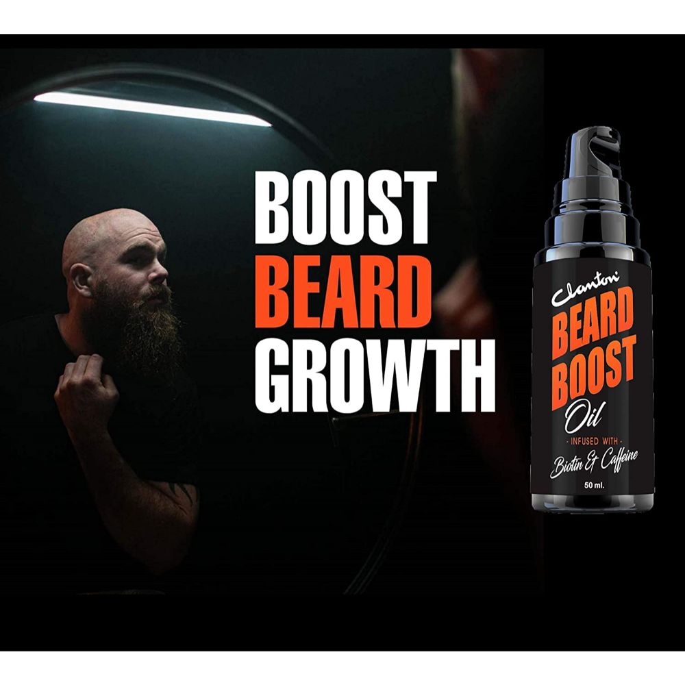 Clanton Beard Growth Oil Infused With Biotin & Caffeine, Fuller Beard Growth For Men (50 ML)