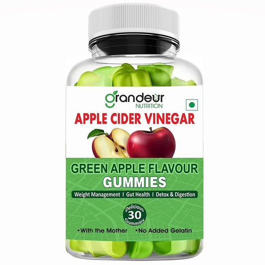 Grandeur Apple Cider Vinegar Gummies For Weight Management With Mother For Better Digestion, Detox & Immunity | With Vitamin B12 | No Gelatin | 30 Gummies | Fat Burner |