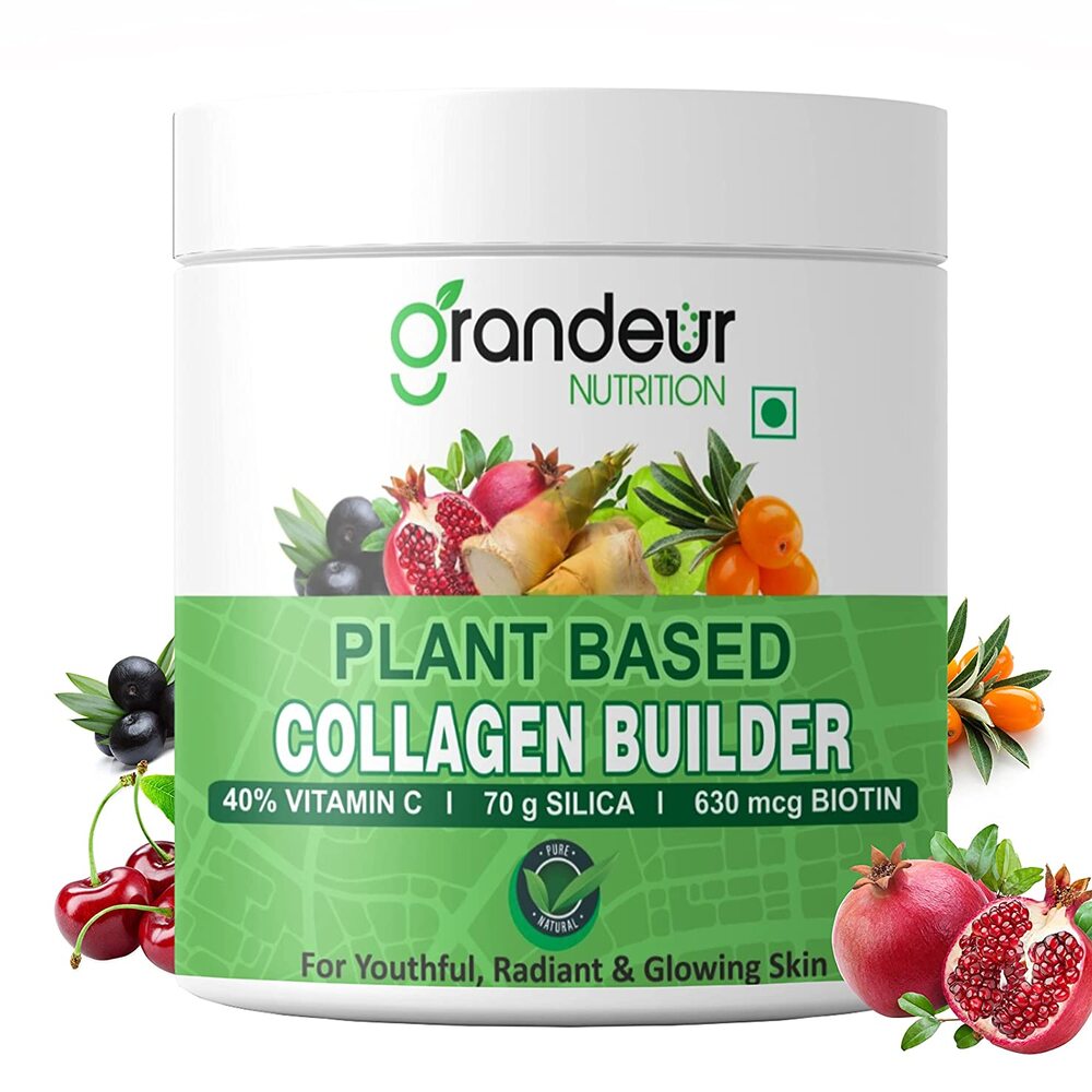 Grandeur Plant Based Collagen Builder For Anti Ageing Beauty, Skin Elasticity, Radiant & Youthful Skin And Healthy Hair With Vitamin C , Silica, Bamboo Shoot And Biotin- 250g