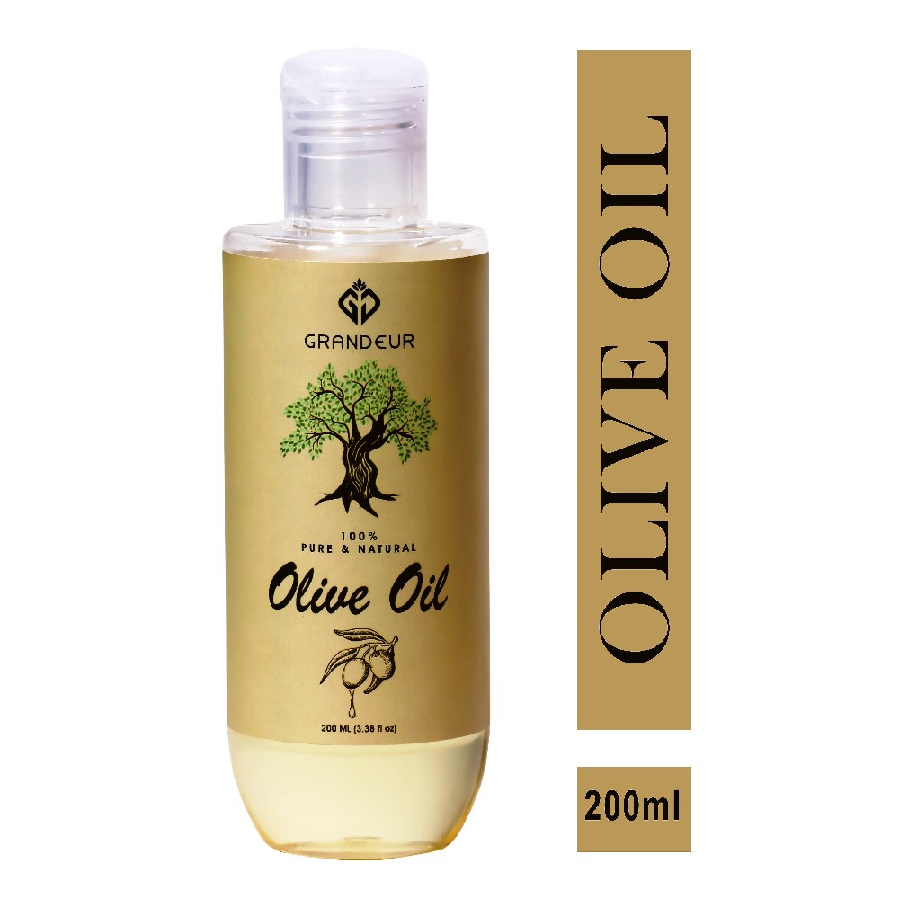 Grandeur 100% Pure & Natural Olive Oil For Hair And Skin Helps Strengthen Hair Roots, Deeply Moisturizes Skin, Helps Reduce Wrinkles & Fine Lines, No Alcohol, Parabens & Sulphates- 200ML
